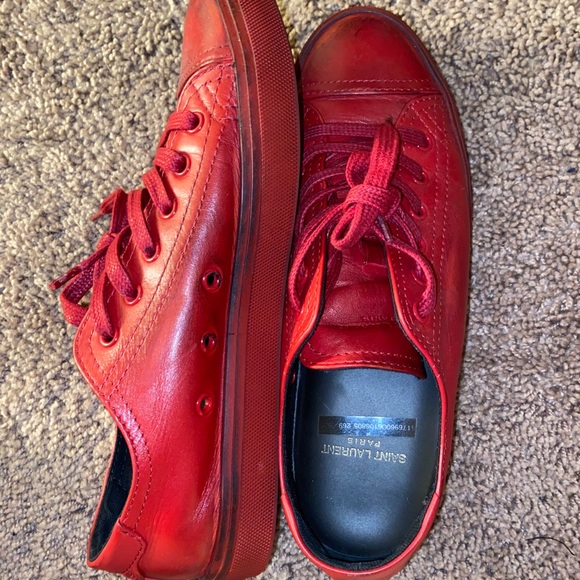 Yves Saint Laurent Red Leather Casual Shoes main image 4